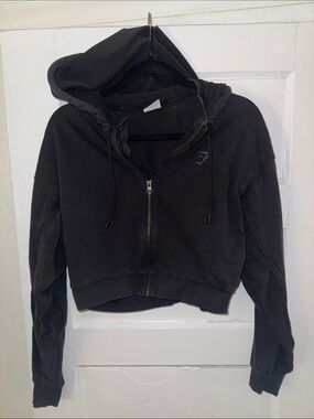 Gymshark Black Cropped Zip Hoodie Jacket